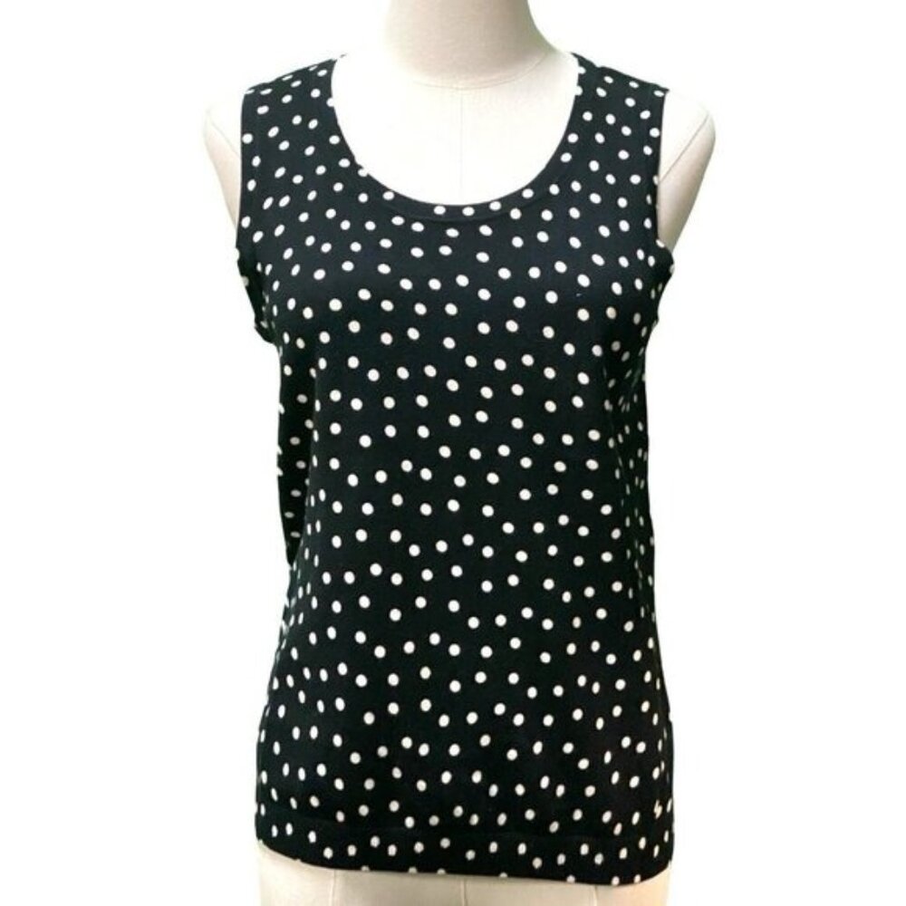 4 For 20 Sleeveless Black Polka Dot Knit Top - White Dot Pattern